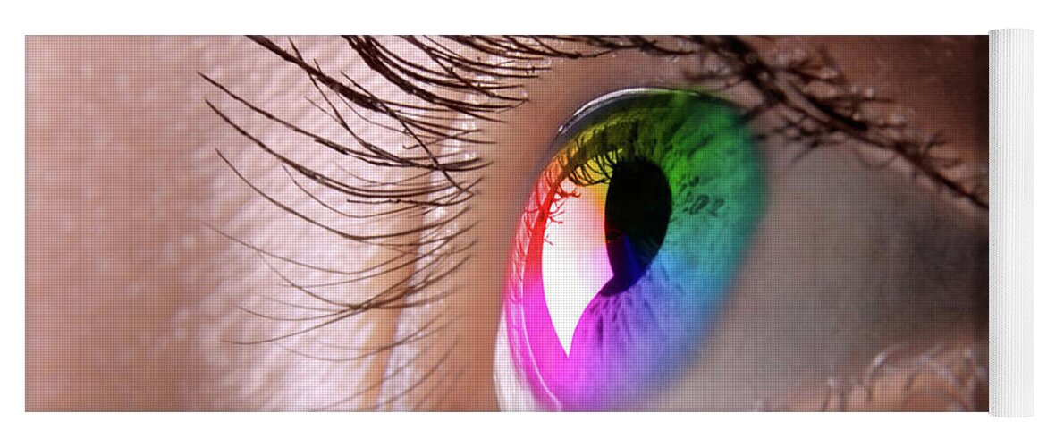 Eye Yoga Mat featuring the photograph Colorful Eye by Maxim Images Exquisite Prints