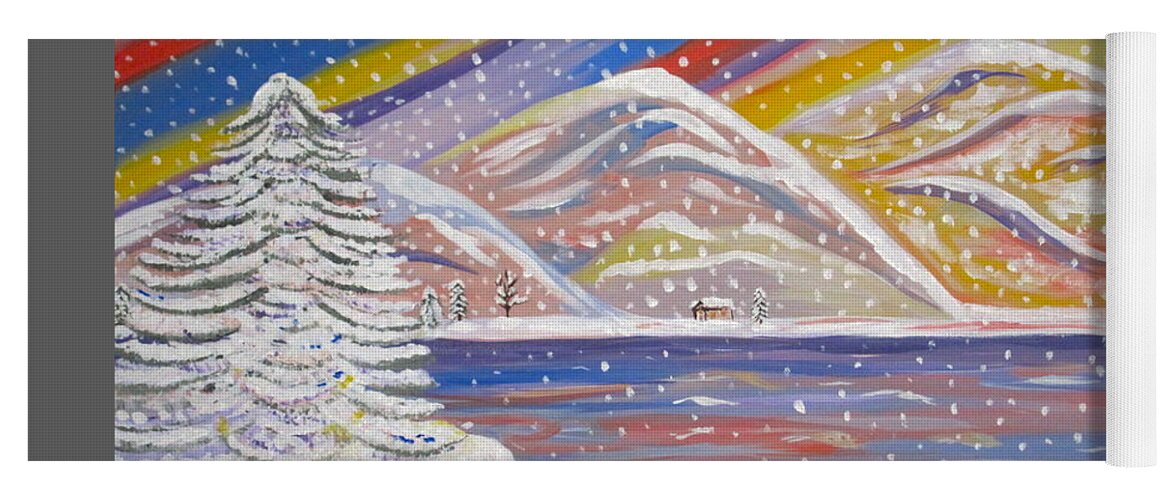 Lots Of Snow Yoga Mat featuring the painting Colorful Snow by Phyllis Kaltenbach