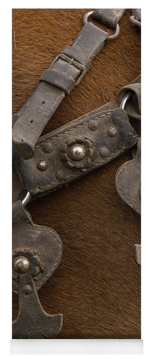 Mp Yoga Mat featuring the photograph Detail Of Ornate Leather Horse Tack by Pete Oxford