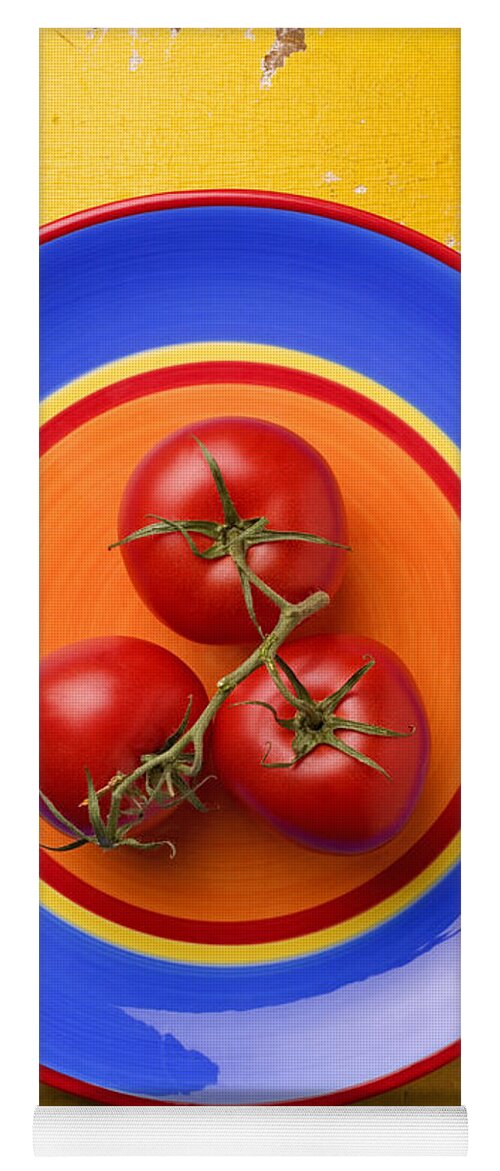 Four Tomatoes Yoga Mat featuring the photograph Four tomatoes by Garry Gay