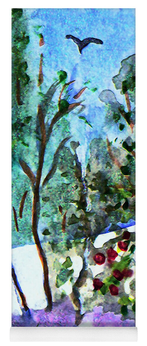 Watercolor Yoga Mat featuring the painting Frosty Morning by Paula Ayers