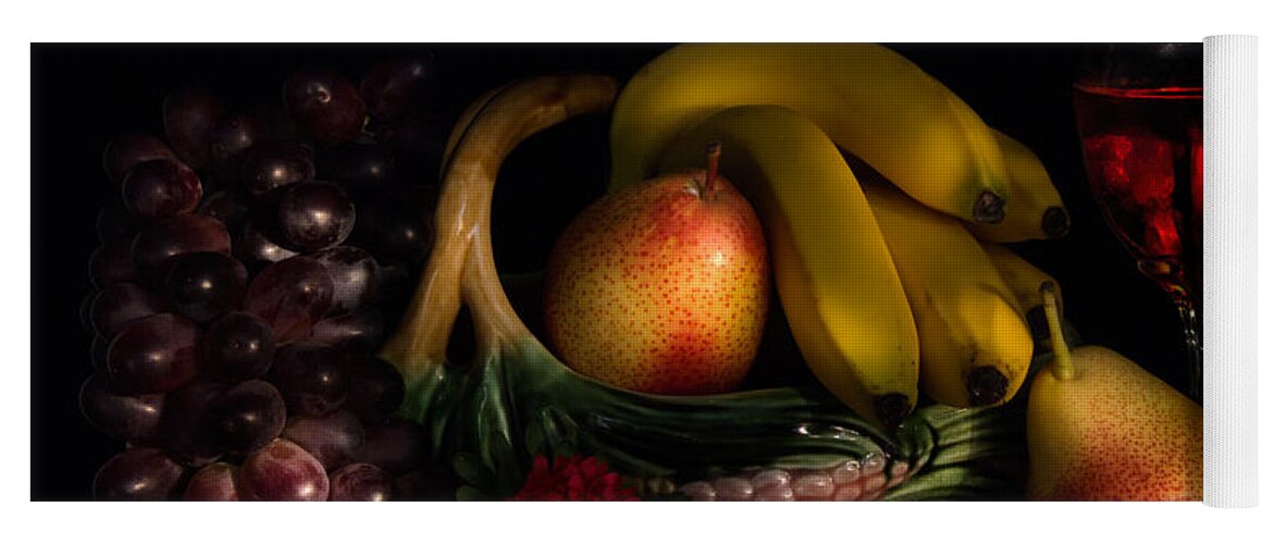 Fruit Yoga Mat featuring the photograph Fruit Still Life With Wine by Ann Garrett