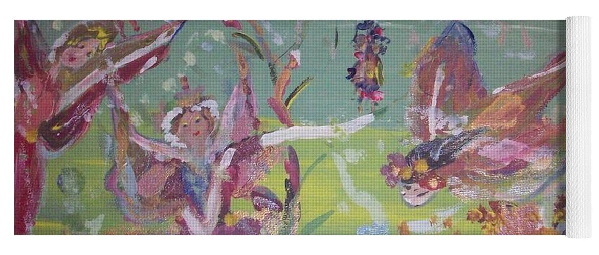 Fairy Yoga Mat featuring the painting Good Morning Fairies by Judith Desrosiers