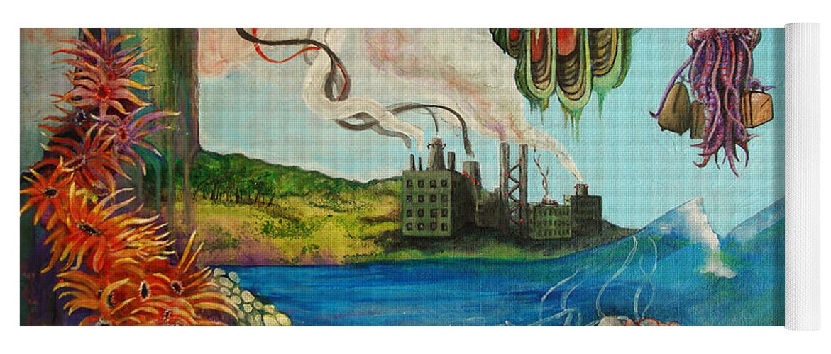 Pollution Yoga Mat featuring the painting Goodbye by Mindy Huntress