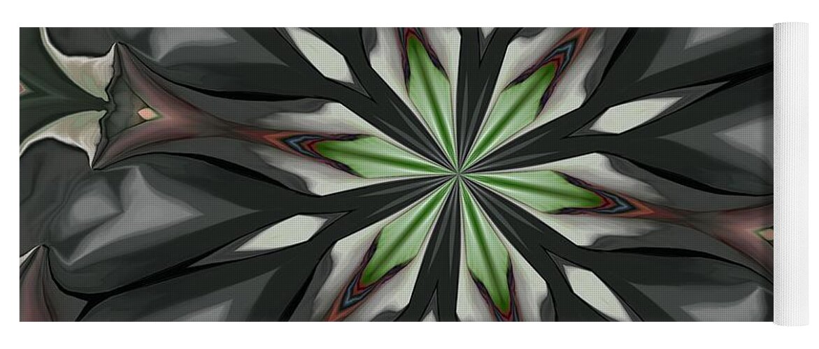 Fine Art Yoga Mat featuring the digital art Green Floral Kaleidoscope by David Lane