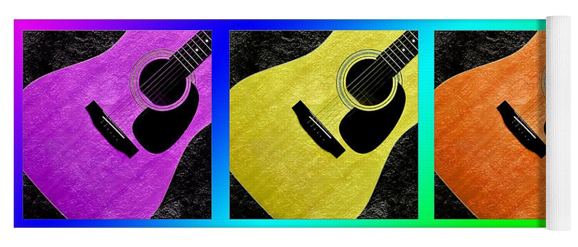 Guitar Yoga Mat featuring the photograph Guitar Tic Tac Toe Rainbow by Andee Design
