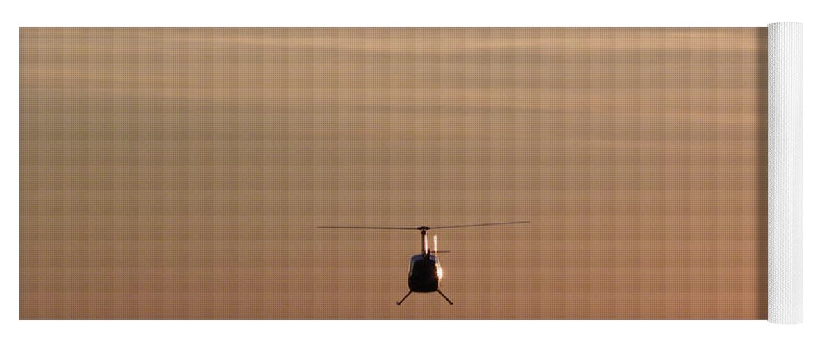 Helicopter Yoga Mat featuring the photograph Helicopter Flyover At Sunset by Kim Galluzzo