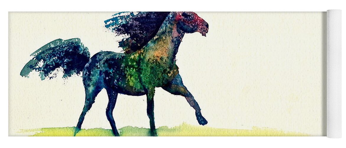Horse Yoga Mat featuring the painting Horse of a Different Color by Frank SantAgata