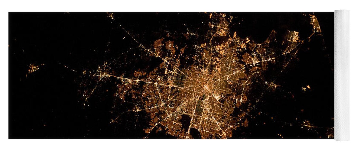 Aerial View Yoga Mat featuring the photograph Houston, Texas At Night by NASA/Science Source