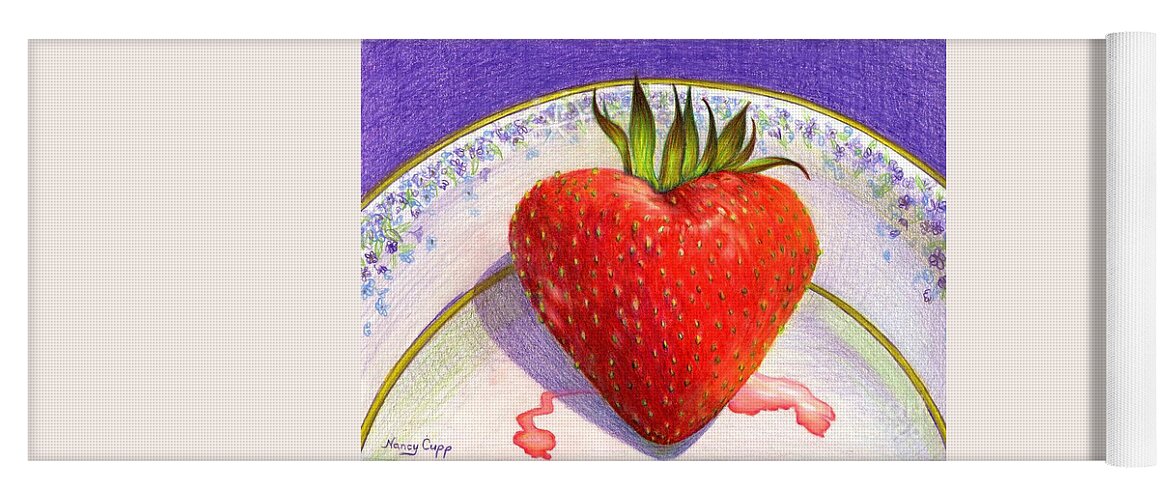 Strawberry Yoga Mat featuring the painting I Love You Berry Much by Nancy Cupp