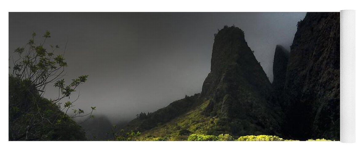 Maui Yoga Mat featuring the photograph Iao Mountains by Richard Omura