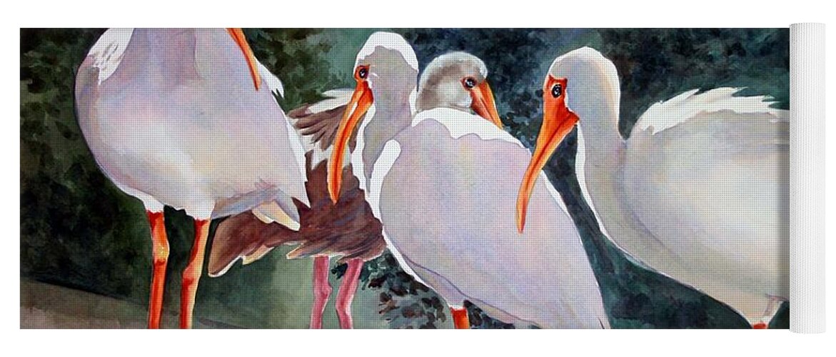 Ibis Yoga Mat featuring the painting Ibis - Youngster Among Us. by Roxanne Tobaison
