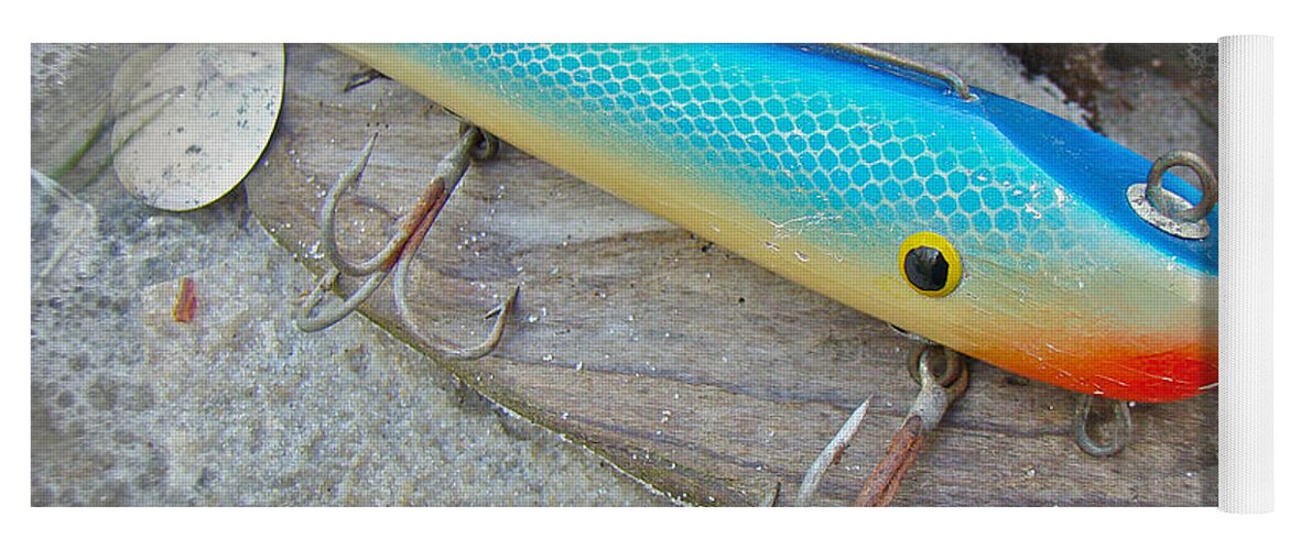 J and J Flop Tail Vintage Saltwater Fishing Lure - Blue Yoga Mat