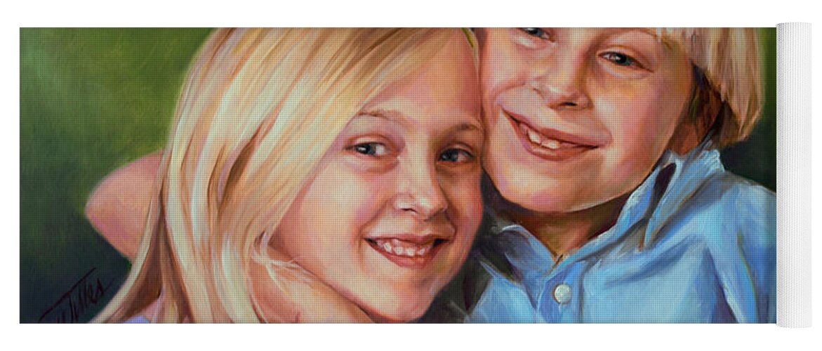  Yoga Mat featuring the painting Jonathan and Jessica by Nancy Tilles