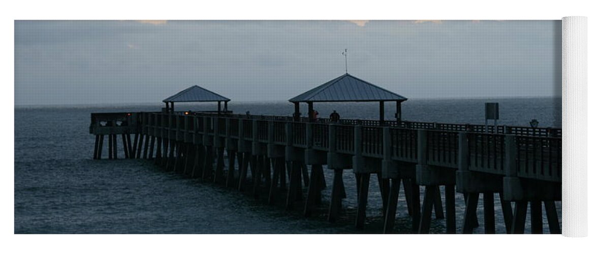 Pier Yoga Mat featuring the photograph Juno Beach Pier Dawn by Christopher J Kirby
