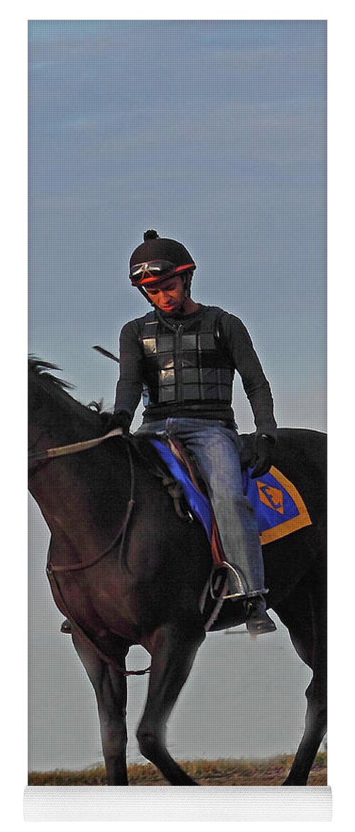 Thorougbred Race Horse Yoga Mat featuring the photograph Knight Jockey by PJQandFriends Photography