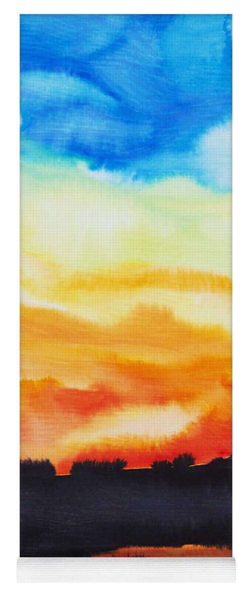 Abstract Yoga Mat featuring the painting Lake of Fire by Tara Thelen