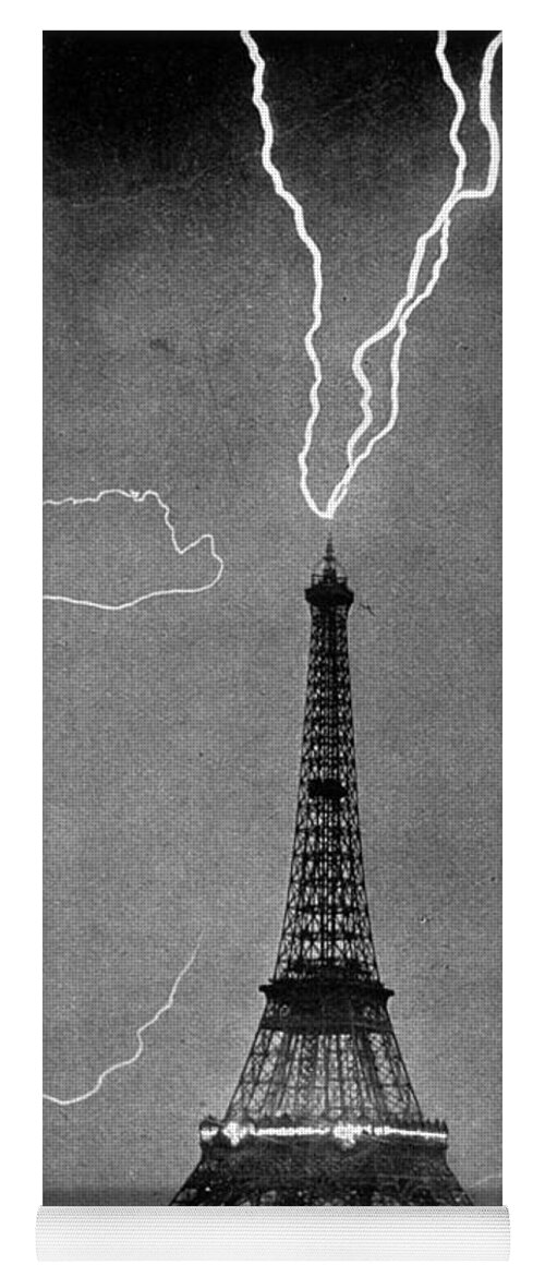 Science Yoga Mat featuring the photograph Lightning Strikes Eiffel Tower, 1902 by Science Source