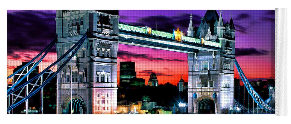 London Yoga Mat featuring the painting London Evening at Tower Bridge by Dean Wittle