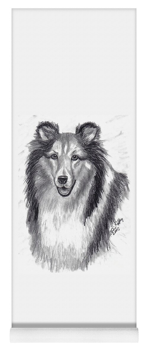 Collie Yoga Mat featuring the drawing Looks Like Lassie by Julie Brugh Riffey