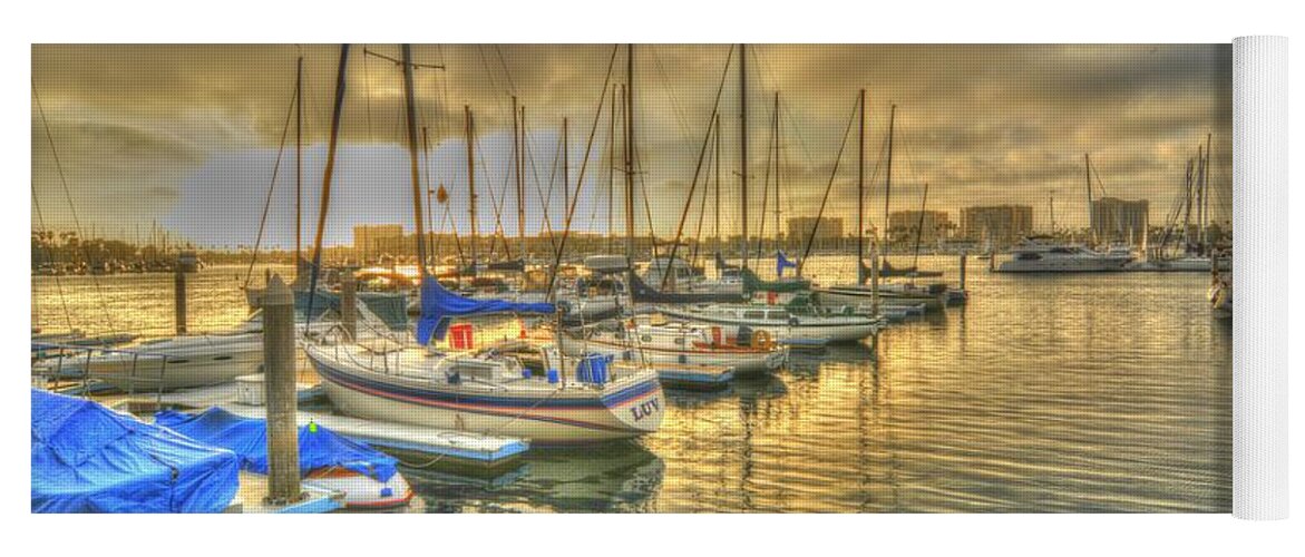 Marina Del Rey Yoga Mat featuring the photograph Luv Lane Sunset by Richard Omura