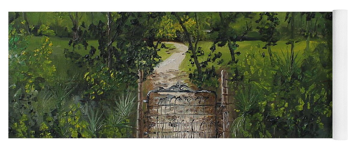 Marjorie Kinnan Rawlings Yoga Mat featuring the painting Marjorie's Gate by Larry Whitler