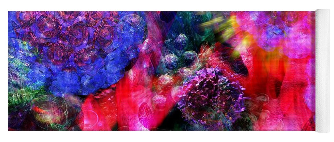 Abstract Yoga Mat featuring the digital art MICROSCOPE Dreaming 4 by Russell Kightley