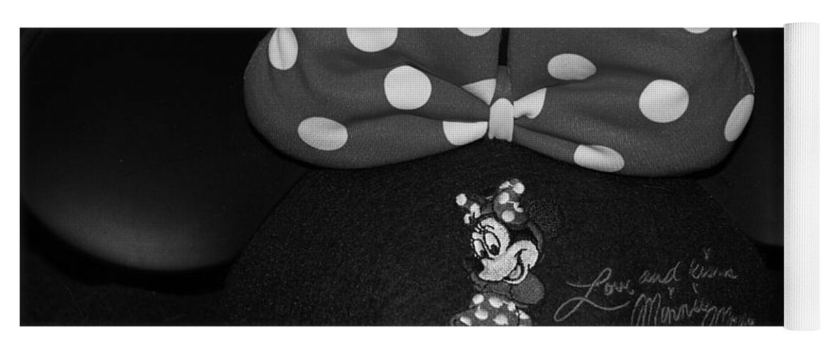 Minnie Mouse Yoga Mat featuring the photograph MINNIE MOUSE EARS iN BLACK AND WHITE by Rob Hans