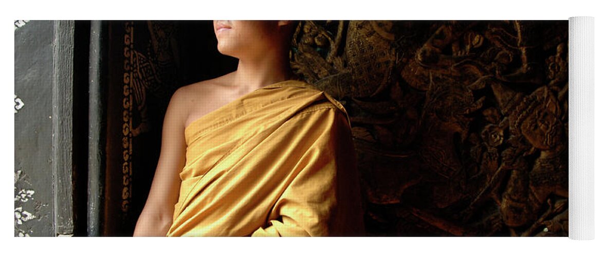 Luang Prabang Yoga Mat featuring the photograph Monk Alex Laos by Bob Christopher