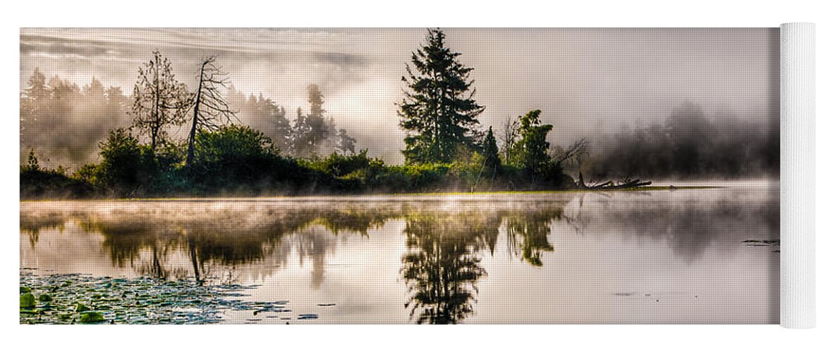 Tf-photography.com Yoga Mat featuring the photograph Morning Fog on the Lake by Tommy Farnsworth