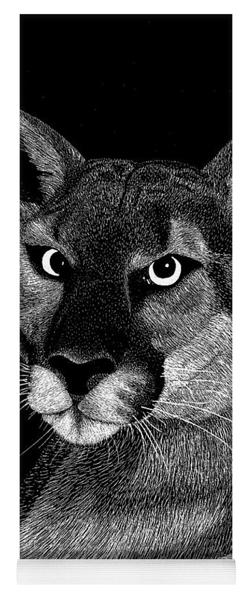 Mountain Lion Yoga Mat featuring the mixed media Mountain Lion by Kume Bryant