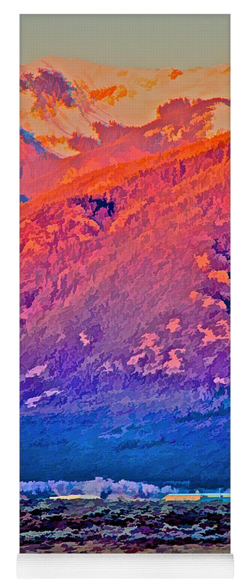 Santa Yoga Mat featuring the digital art Mt Wheeler at sunset by Charles Muhle