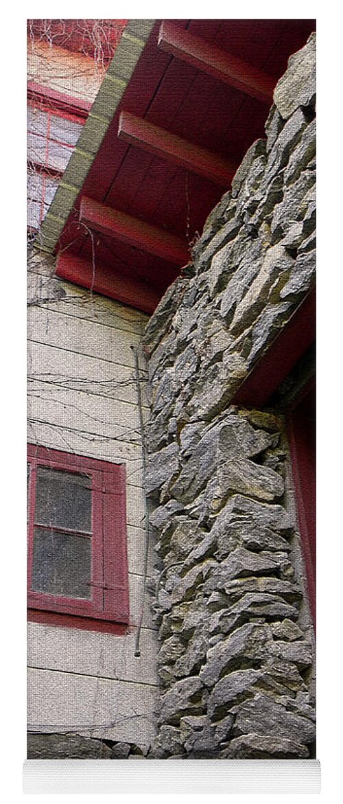 Old Mill Of Guilford Yoga Mat featuring the photograph Mystery Of The Red Door by Sandi OReilly