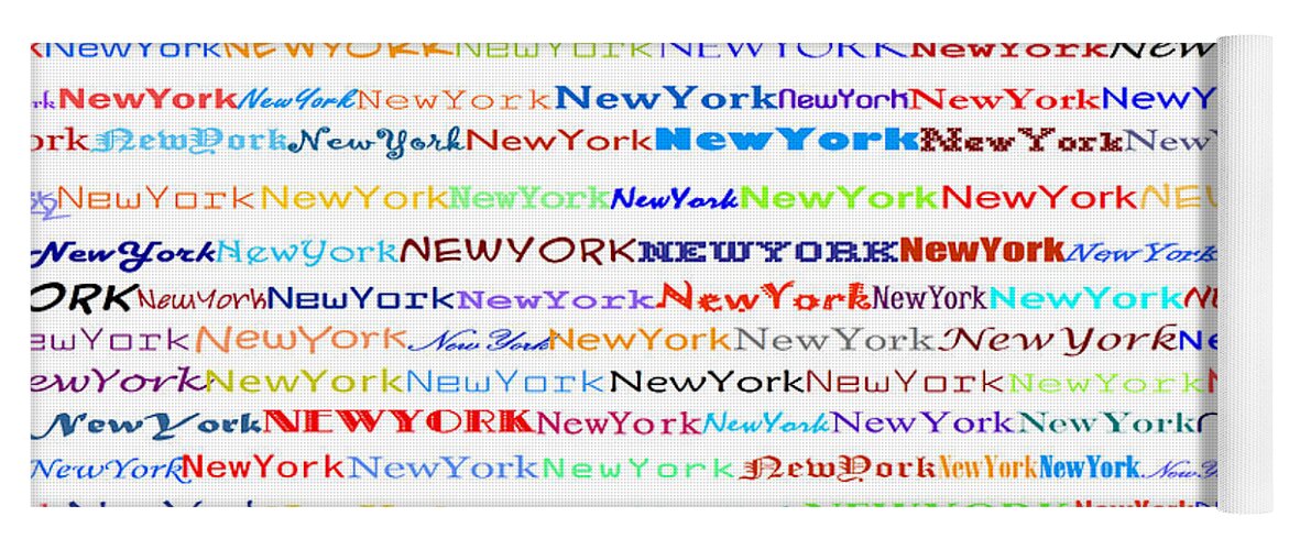 New York City Yoga Mat featuring the digital art New York Text Design II by Susan Stevenson