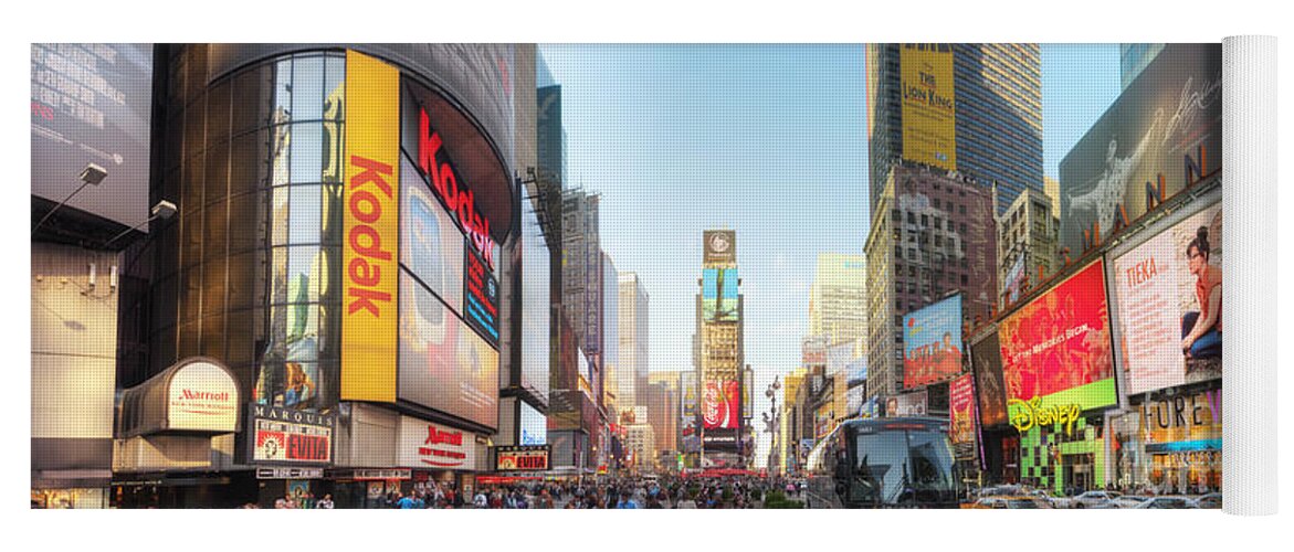 Art Yoga Mat featuring the photograph NYC Times Square by Yhun Suarez