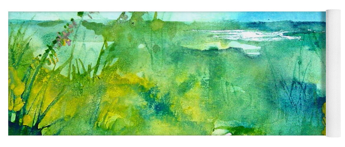 Watercolor Yoga Mat featuring the painting Ocean and Shore by Robin Miller-Bookhout