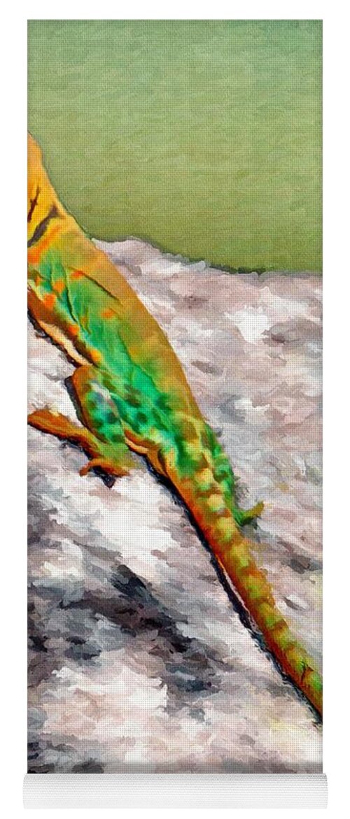 Oklahoma Yoga Mat featuring the painting Oklahoma Collared Lizard by Jeffrey Kolker