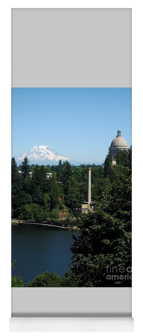 The Bay In Olympia Yoga Mat featuring the photograph Olympia WA Capitol and Mt Rainier by Phyllis Kaltenbach