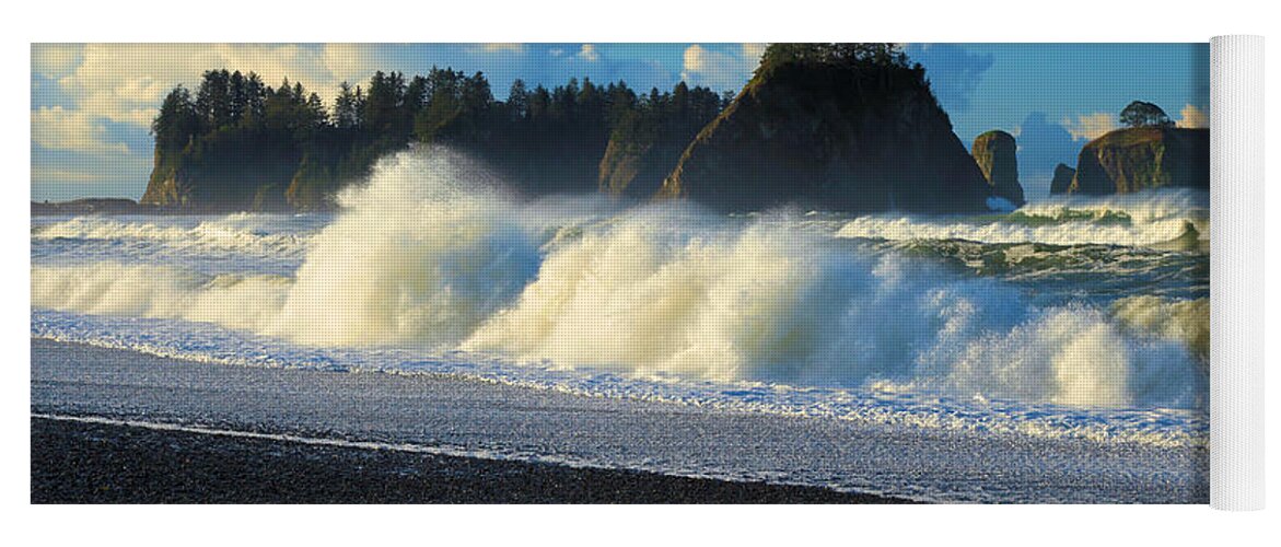 Rialto Beach Yoga Mat featuring the photograph Olympic Crash by Adam Jewell