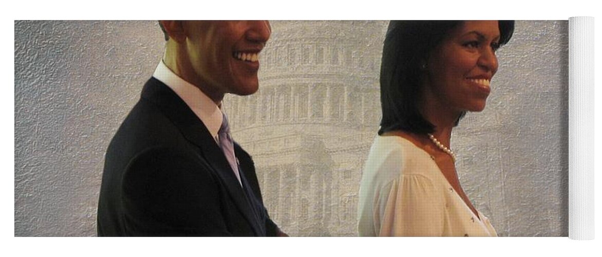 President Obama Yoga Mat featuring the photograph President Obama and First Lady by David Dehner