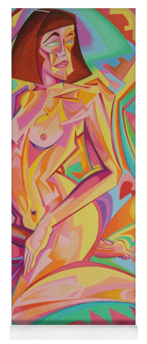 Andrew Chambers Yoga Mat featuring the drawing Pseudo-Futurist Nude 4 by Andrew Chambers