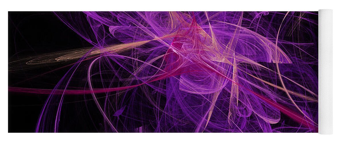 Fractal Yoga Mat featuring the digital art Purple Plumes by Andee Design