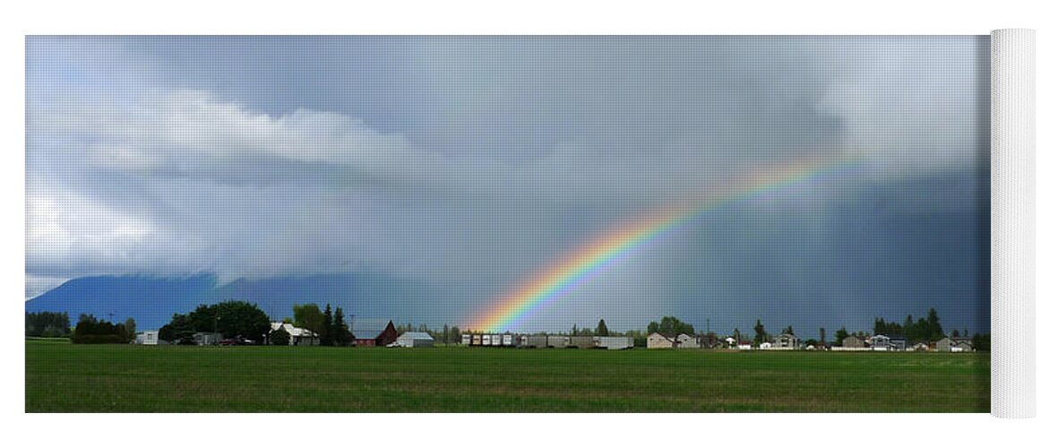 Landscape Yoga Mat featuring the photograph Rainbow before the storm by Nina Prommer