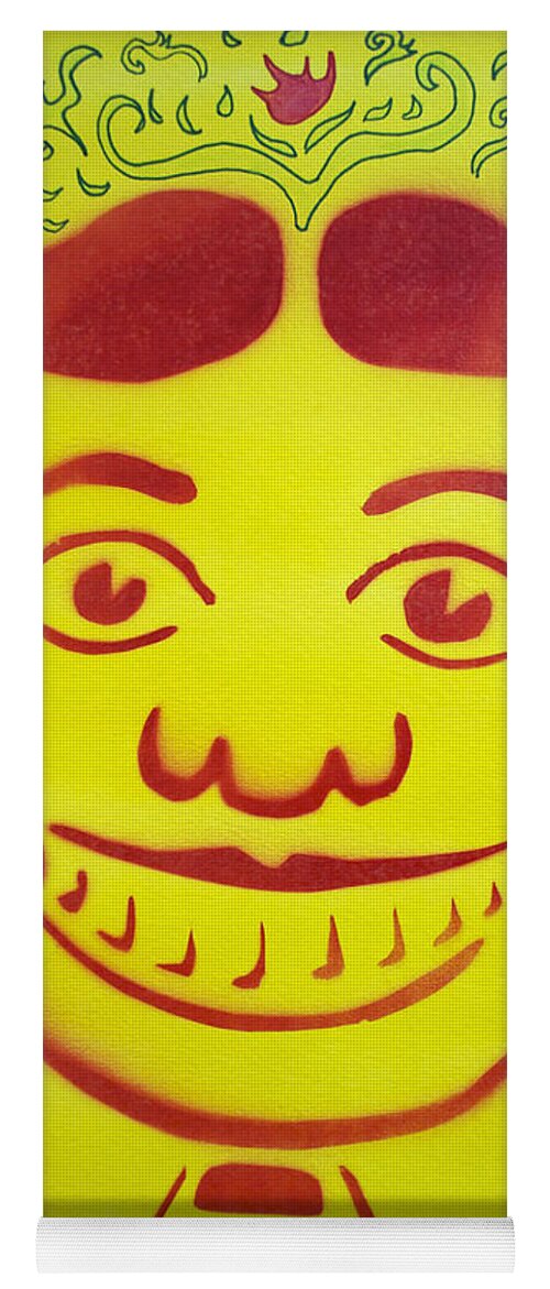 Tillie Of Asbury Park Yoga Mat featuring the painting Red on yellow with decoration Tillie by Patricia Arroyo