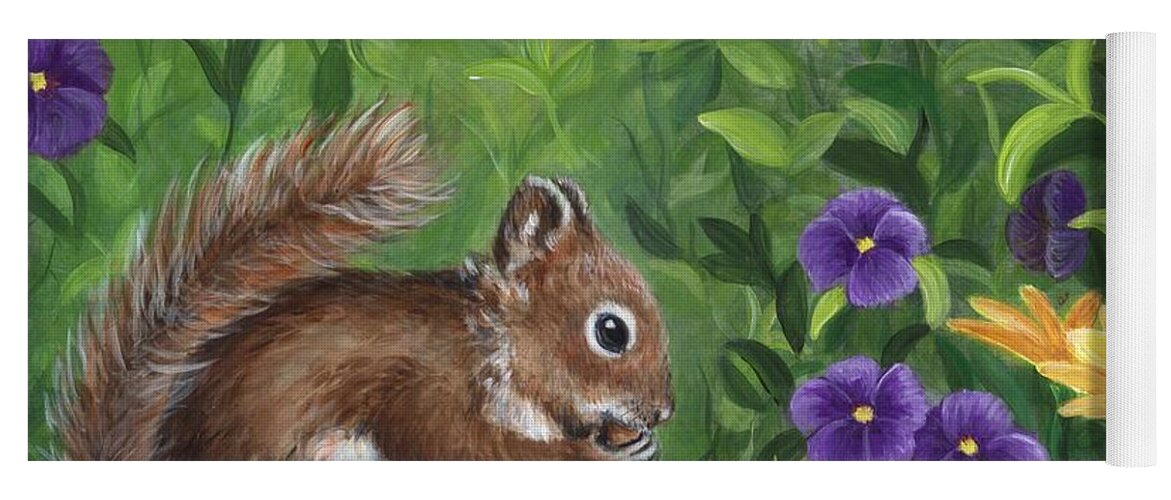 Squirrel Yoga Mat featuring the painting Red Squirrel by Sharon Molinaro