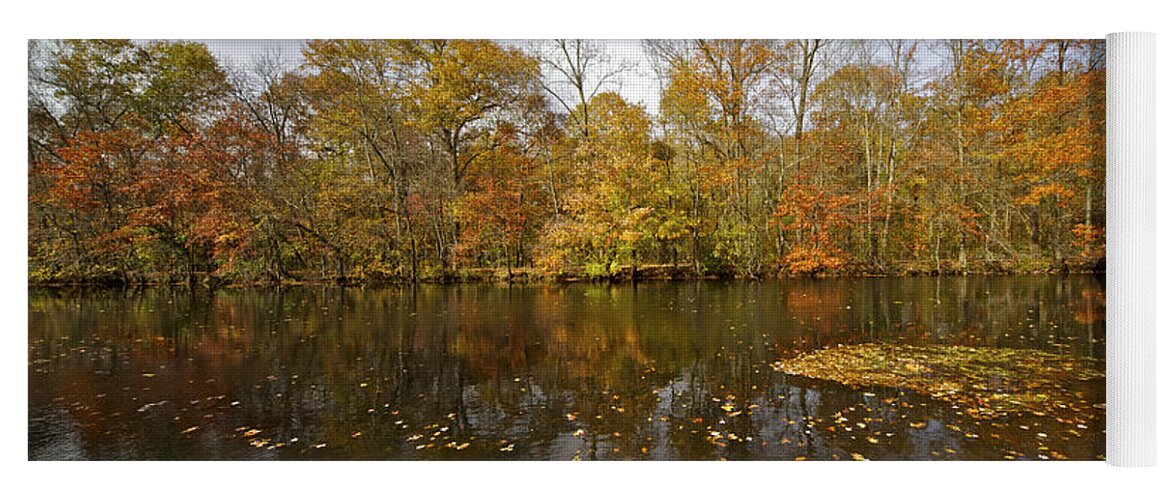 Autumn Yoga Mat featuring the photograph Reflection of Autumn Colors on the Canal by David Letts