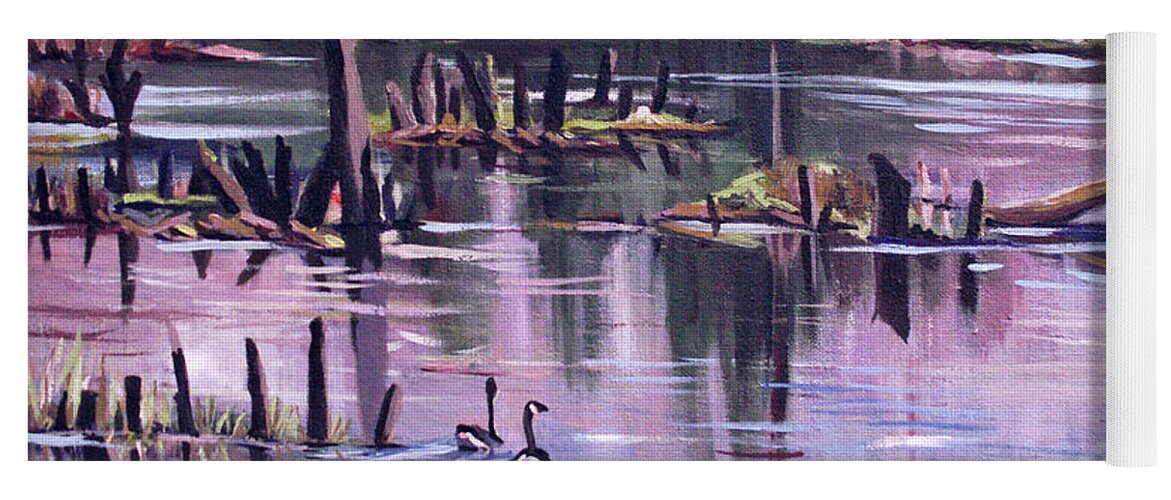 Love Yoga Mat featuring the painting Return to the Swamp by Nancy Griswold