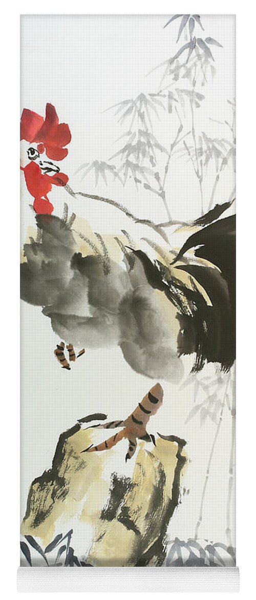 Rooster Yoga Mat featuring the painting Rooster by Yolanda Koh
