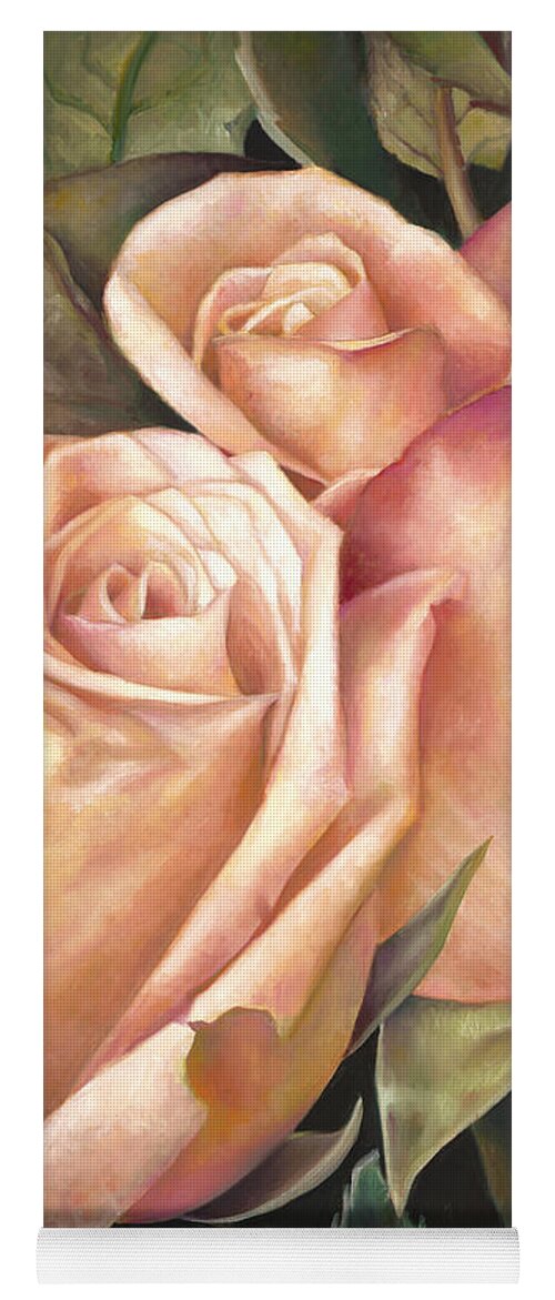  Yoga Mat featuring the painting Rosey Embrace by Nancy Tilles