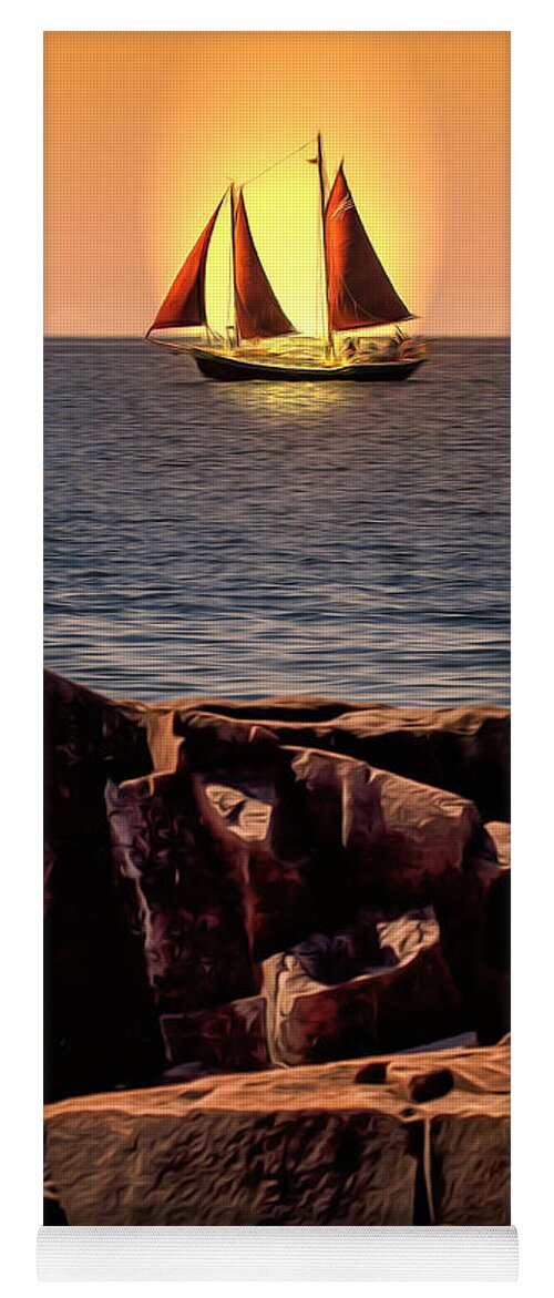 Lake Yoga Mat featuring the photograph Sailing in Grand Marais by Bill and Linda Tiepelman